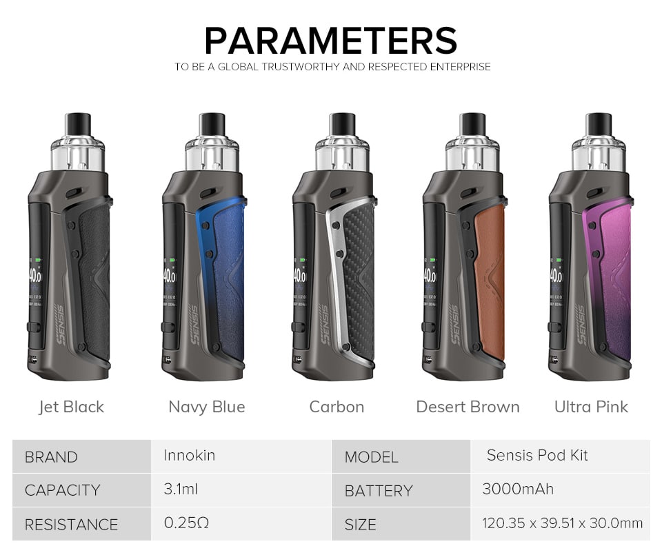 Innokin Sensis Pod Kit Parameters